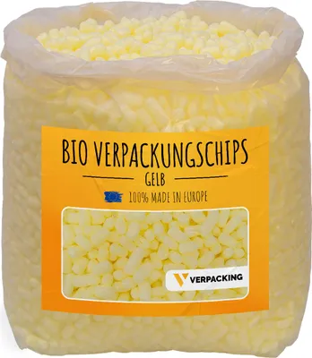 Produktbild von verpacking  Verpackungschips aus Maisstärke [Farbe & Menge wählbar] Füllmaterial für Pakete Gelb 100 Liter
