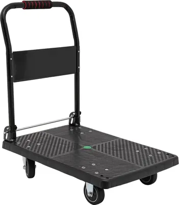 Produktbild von Klappbarer Transportwagen - Plattformwagen 48x72x85 cm - Industrie Rollwagen - Leise Rollen - Tragkraft 150 kg - 4 Räder - Schwarz