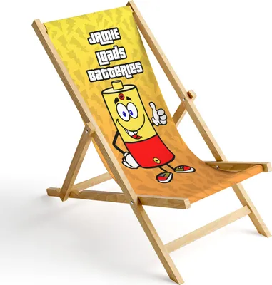 Produktbild von Kinder Holz-Liegestuhl Personalisierbar Klappbar Klappliegestuhl Sonnenliege Strandstuhl Wechselbezug Motiv Baterien [119]