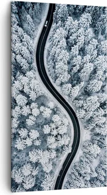 Produktbild von Bild auf Leinwand - Leinwandbild - Einteilig - Wald Winter Straße - 45x80cm - Wand Bild - Wanddeko - Wandbilder - Leinwanddruck - Bilder - Wanddekoration - Leinwand bilder - Wandbild - PA45x80-5010