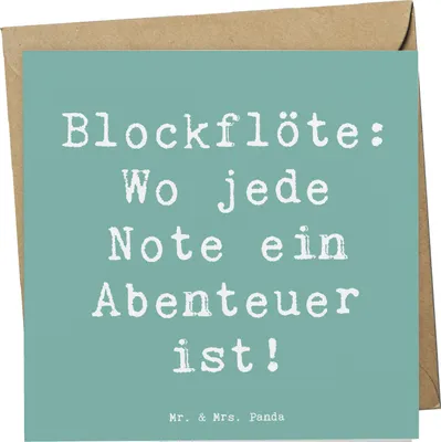 Produktbild von Mr. & Mrs. Panda Klappkarte Spruch Abenteuer Blockflöte - Meeresbrise - Geschenk, Musik, Noten, Lernen, Musiker, doppelkarte, Musizieren, Grußkarte, Instrument, faltkarte