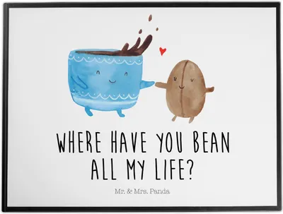 Produktbild von Mr. & Mrs. Panda Schreibunterlage Kaffee Bohne - Weiß - Geschenk, schreibtischunterlage, Tiere, Glück, Kaffeebohne, Zufriedenheit, malunterlage, Unterlage Schreibtisch