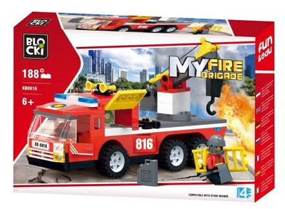 Produktbild von BLOCKI MyFirebrigade Feuerwehr Auto Kran Bausatz Spielzeug 188 Teile