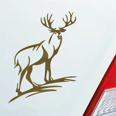 Produktbild von Auto Aufkleber Hirsch Geweih Jäger Wild Jagd 12x9 cm Gold Sticker Heckscheibenaufkleber
