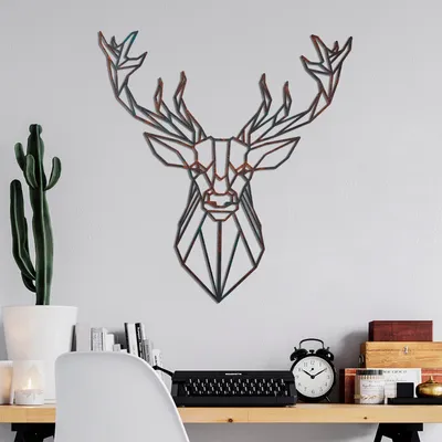 Immagine prodotto di Wallity, Deer - 2, Accessorio decorativo da parete in metallo, 100 % METALLO, Multicolore, 60 x 65 cm