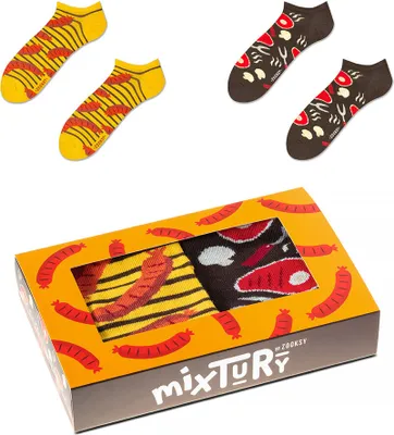 Produktbild von 2 Paar Kurze Lustige Socken für Herren 41-46, Grillmuster Essenssocken