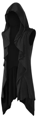 Produktbild von Runcati Herren-Strickjacke mit Kapuze, ärmellos, Rüschen, Schalkragen, offene Vo
