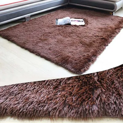 Obrázek produktu pro Koberec ve stylu shaggy, moderní koberec do obývacího pokoje v hnědé barvě, velikost:80x160 cm