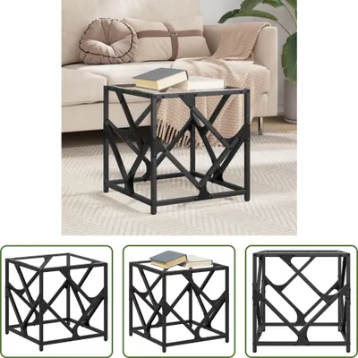 Immagine prodotto di The Living Store Tavolino con piano in vetro trasparente 40x40x41 cm in acciaio