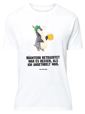 Produktbild von Mr. & Mrs. Panda Größe L T-Shirt Pinguin Bier - Weiß - Geschenk, , Tshirt, Feierabend, Angetüdelt, mit Spruch, Beschwippst, Shirt