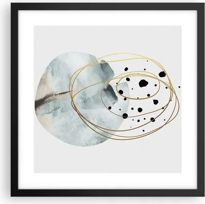 Produktbild von Gerahmtes Poster - Schwarzer Rahmen - Modern Abstraktion Flecken - 40x40 cm - Wand Bild - Wanddeko - Wandbilder - Kunstposter - Wandposter - Bilderrahmen - Bilder - Kunstdruck - P2BAC40x40-4782