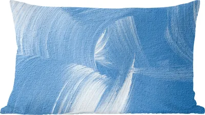 Produktbild von MuchoWow® Zierkissen Sofakissen Wohnzimmer Dekokissen 50x30 cm Acrylfarbe - Blau - Design - Wohnzimmerdekoration - Polster mit Photo