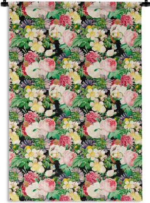 Produktbild von MuchoWow® Wandteppich Wandbehang Blumen - Frühling - Muster 120x180 cm Tapisserie Dekoration Wandtuch - Schlafzimmer - Dekorationen für das Haus