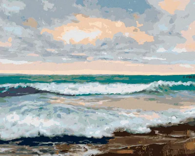 Obrázok produktu pre Zuty - Maľovanie podľa čísel - PLÁŽ S VEĽKÝMI VLNAMI, 40x50 cm, vypnuté plátno na rám