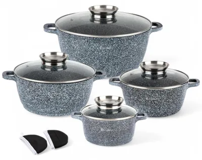 Image de Ensemble de casseroles induction avec revêtement antiadhésif, 8 pièces