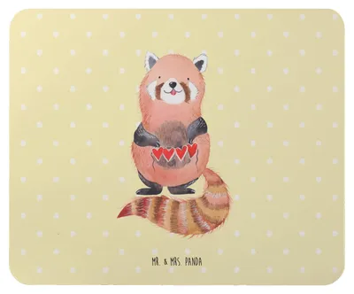 Produktbild von Mr. & Mrs. Panda Mouse Pad Roter Panda - Gelb Pastell - Geschenk, Lustige Sprüche, Herz, pc mausunterlage, mousepad, Liebe, Liebling, computermatte, Lieblingsmensch, Rot
