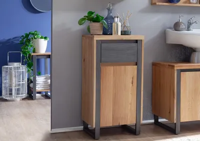 Produktbild von Badunterschrank 45x85cm 'Taipeh' Wildeiche & Metall gebürstet