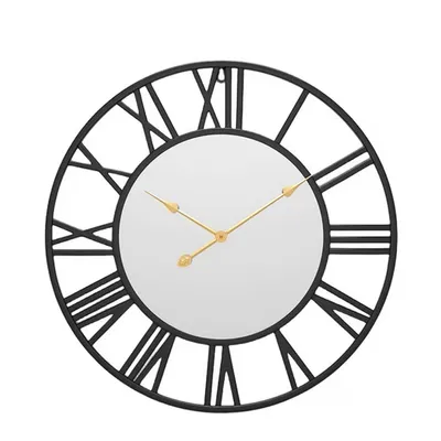 Produktbild von Wanduhr,40cm,Leise, schwarz,Zeiger,Metall