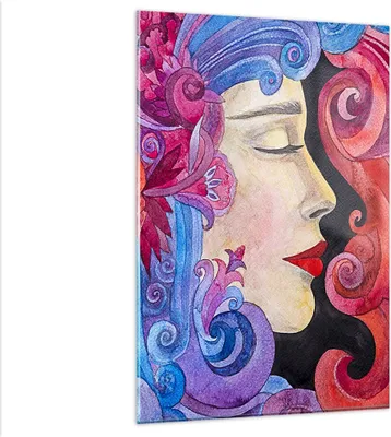 Produktbild von Bilder auf glas - Einteilig - Frau Abstraktion - 80x120cm - Glasbilder - Wandbilder - Bilder - zum Aufhängen bereit - Wanddekoration aus Glas - Glas Bilder - Wandbild auf Glas - GPA80x120-4005
