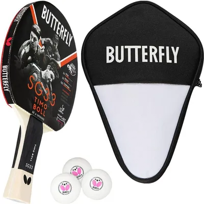Produktbild von Butterfly 1x Timo Boll SG33 Tischtennisschläger + Tischtennishülle + 3x 40+ 3*** Tischtennisbälle | Tischtennisset Tischtennis Set TT Tabletennis