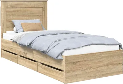 Image de vidaXL Cadre de lit en chêne Sonoma 100 x 200 cm Bois d'ingénierie