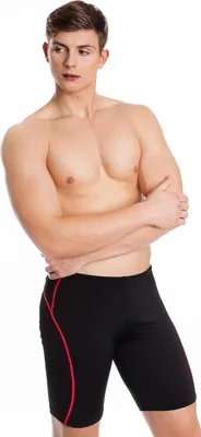 Produktbild von AQUA-SPEED Herren Badehose - Halblang - Perfekt Atmungsaktive Material - Beständig Gegen Chlor Und UV-Strahlung - #AsBLAKE, Schwarz/Rot, M