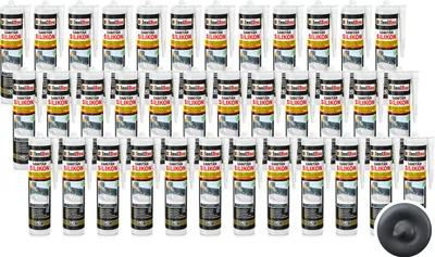 Produktbild von Isolbau Sanitär Silikon 36 x 300 ml Anthrazit - Hochelastischer Silikon-Dichtstoff für Abdichtungen & Fugen – Schimmelresistent, wasserdicht - Kartusche