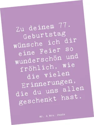 Produktbild von Mr. & Mrs. Panda Postkarte Spruch 77. Geburtstag - Lavendeltraum - Geschenk, besonderes, Postkarten, Happy Birthday, Ansichtskarten, Geburtstagsspruch, Grußkarte