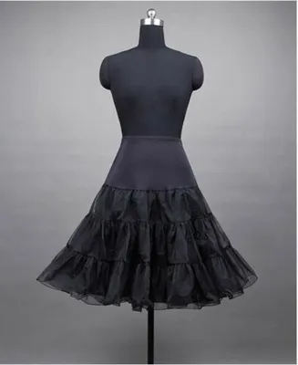 Produktbild von 50er 60er Jahr Petticoat Tüllrock Dirndl Rock Unterrock Tütü Damenrock 65cm Schwarz S/M