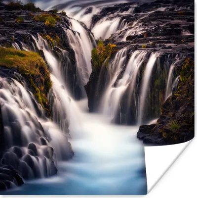 Produktbild von MuchoWow® Poster Wasserfall - Fluss - Berg 75x75 cm - Wand Dekoration