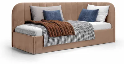 Zdjęcie produktu dla Łóżko tapicerowane z pojemnikiem na pościel, kolor: beżowy, wymiary: 90 x 200 cm