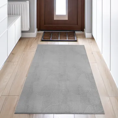 Produktbild von Kuschliger Teppich mit schönem Linienmuster in grau Größe - 80 x 150 cm