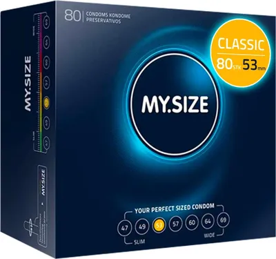Produktbild von MY.SIZE Classic Kondome Größe 3 | 53 mm Breite | 80 Stück Megapackung | extra dünn | gefühlsecht hauchzart | dünne 0,07 mm Wandstärke