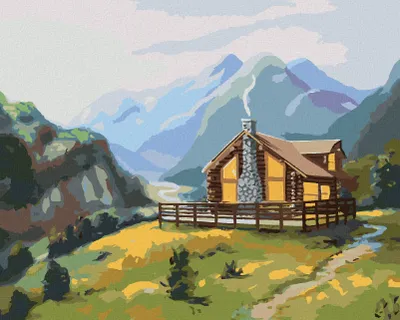 Produktbild von Zuty - Malen nach Zahlen - BLOCKHAUS IM FRÜHLING (D. RUSTY RUST), 40x50 cm, ohne Keilrahmen