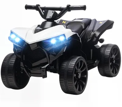 Productafbeelding van Elektrische kinderauto - Elektrische loopauto - 6V - Vierwielig - Vooruit en achteruit - Muziekspeler - LED-verlichting - Wit