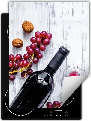 Produktbild von DarHaus Herdabdeckplatte Einteilig Küche Abdeckplatte für Glaskeramikkochfeld Abdeckung Induktionskochfeld Aufrollbare Matte 40x52 cm, Wein - weiß - Holz