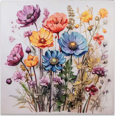 Produktbild von formano Wandbild Blumen 2er Set 60x60 cm Leinwand Gemälde Goldglitter Dekoration
