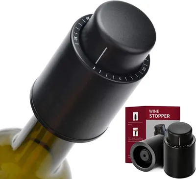 Image de Bouchon à vide pour bouteilles de vin, bouchon pour bouteilles, bouchon de vin - Lot de 2 - Accessoires pour le vin, bouchon pour bouteilles - Bouchon à vide pour champagne avec indicateur de date