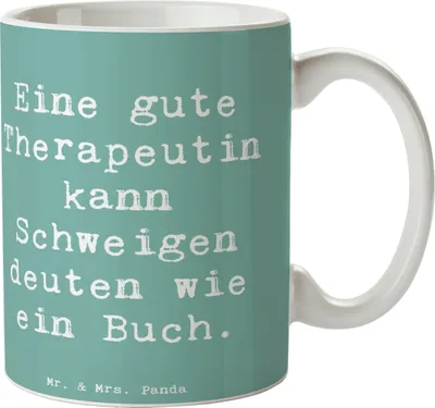 Produktbild von Mr. & Mrs. Panda Keramiktasse Spruch Therapeutin Weisheit - Meeresbrise - Geschenk, Einfühlungsvermögen, Physiotherapie, haferl, Kaffeetasse, Gedanken, Berufsleben, Tasse