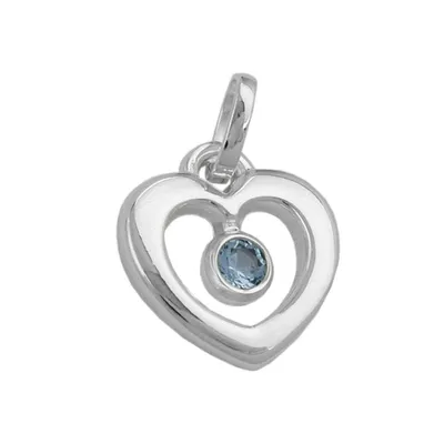 Produktbild von Anhänger 17x16mm Herz synthetischer Blautopas glänzend Silber 925 silber 17x16x2mm