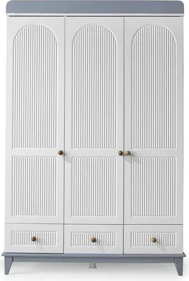Image de Armoire moderne en bois, design pour chambre d'enfant, couleur blanche, meubles en bois
