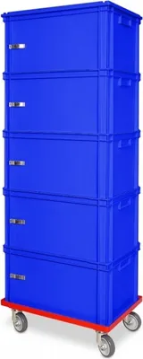 Produktbild von Aktenturm mit Roller, 5x Behälter blau