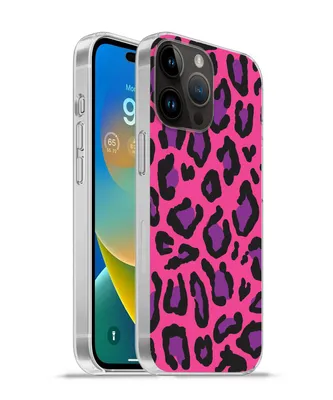Produktbild von MuchoWow® Handyhülle Schutzhülle Hülle für Apple iPhone 14 Pro - Softcase Pantherdruck - Rosa - Lila Silikon Softcase Handy Hülle - Umschlag