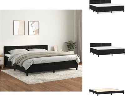 Produktbild von vidaXL Boxspringbett mit Matratze Schwarz 200x200 cm Samt -  Betten & Bettgestelle