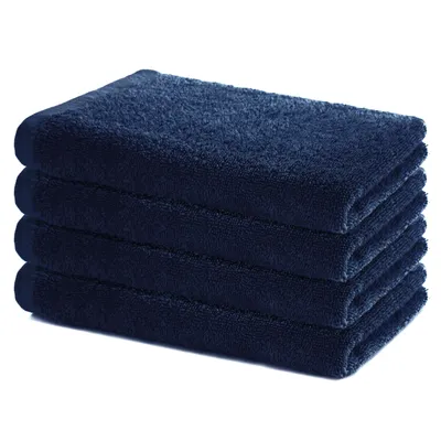 Zdjęcie produktu dla Zestaw 4 ręczników Lavea® Sydney, ręcznik bawełniany, ręcznik frotte fitness, 100% bawełna, można prać w temperaturze 60°C, frotte, 4 sztuki, 40 x 70 cm, granatowy