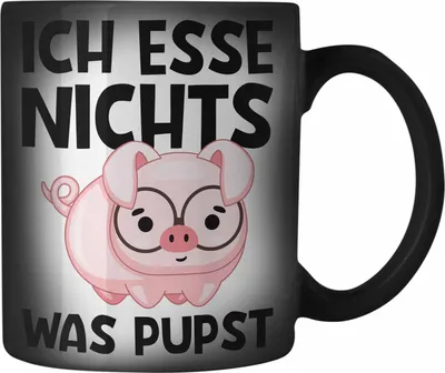 Produktbild von Trendation - Veganer Geschenk Lustige Farbwechsel Zauber-Tasse Vegetarier Geschenkidee Farbwechsel Zauber-Tasse Lustig für Geschenkset oder Geschenkbox (Schwarz)