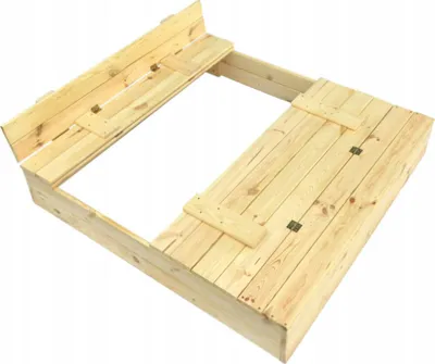 Image de Bac à sable Bac à sable 120x120 Bac à sable avec bancs Jouets en bois