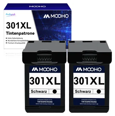 A box and two ink cartridges for a printer.