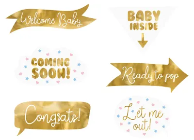 Immagine prodotto di Scatola portafoto per baby shower set di 6 pezzi bianco/oro