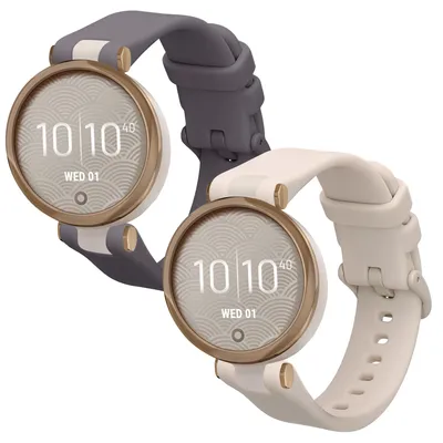 Produktbild von kwmobile 2x Uhrenarmband für Garmin Lily Sport Armband - Fitnesstracker Band Set aus TPU Silikon - Ersatzarmband Smartwatch - Lavendel Beige